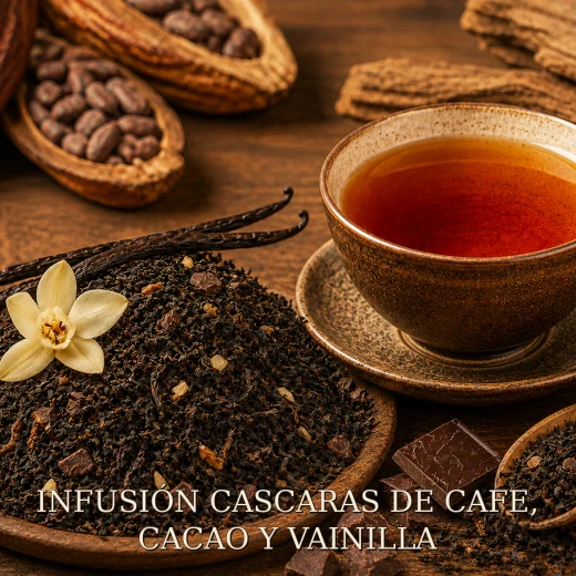 INFUSIÓN CASCARAS DE CAFE, CACAO Y VAINILLA